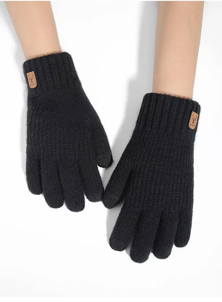 1 par de guantes de invierno para mujer de doble capa aptos para pana tactil, calientitos, tejidos con y forro polar para mantenerle abrigada en climas frios, perfectos para fiestas, conducir, jugar, ciclismo, senderismo y escribir