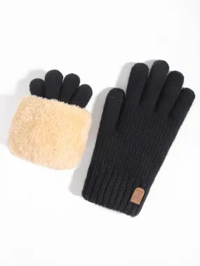 1 par de guantes de invierno para mujer de doble capa aptos para pana tactil, calientitos, tejidos con y forro polar para mantenerle abrigada en climas frios, perfectos para fiestas, conducir, jugar, ciclismo, senderismo y escribir