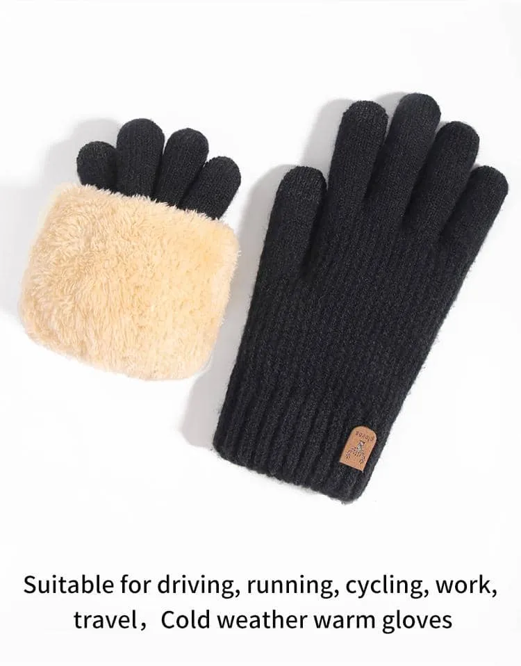 1 par de guantes de invierno para mujer de doble capa aptos para pana tactil, calientitos, tejidos con y forro polar para mantenerle abrigada en climas frios, perfectos para fiestas, conducir, jugar, ciclismo, senderismo y escribir