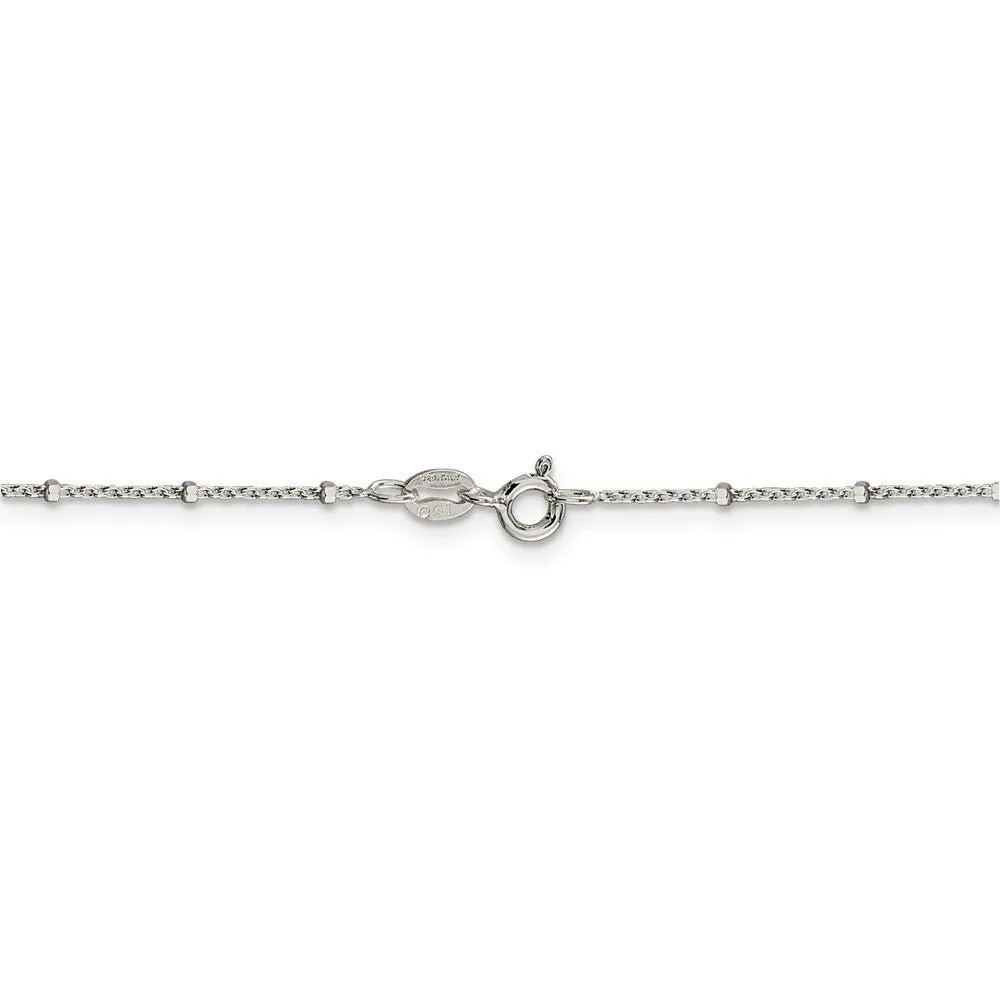 1.25mm Sterling Silver Solid Beaded Rolo Chain Necklace