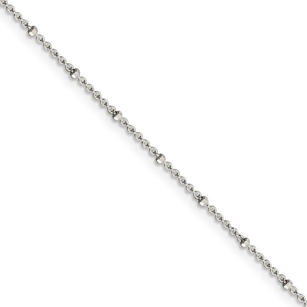 1.25mm Sterling Silver Solid Beaded Rolo Chain Necklace