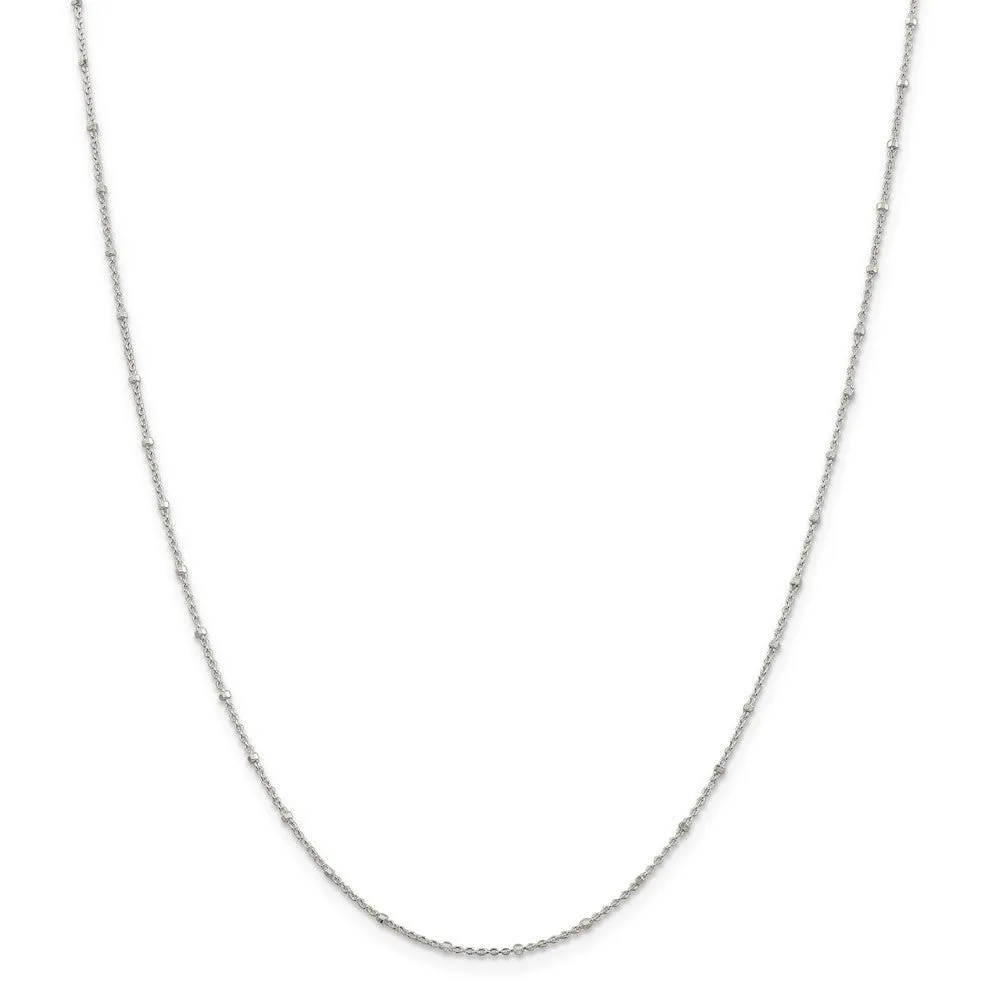 1.25mm Sterling Silver Solid Beaded Rolo Chain Necklace