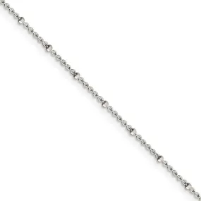 1.25mm Sterling Silver Solid Beaded Rolo Chain Necklace