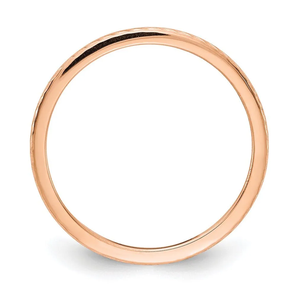 1.2mm 14k Rose Gold Twisted Pattern Stackable Band