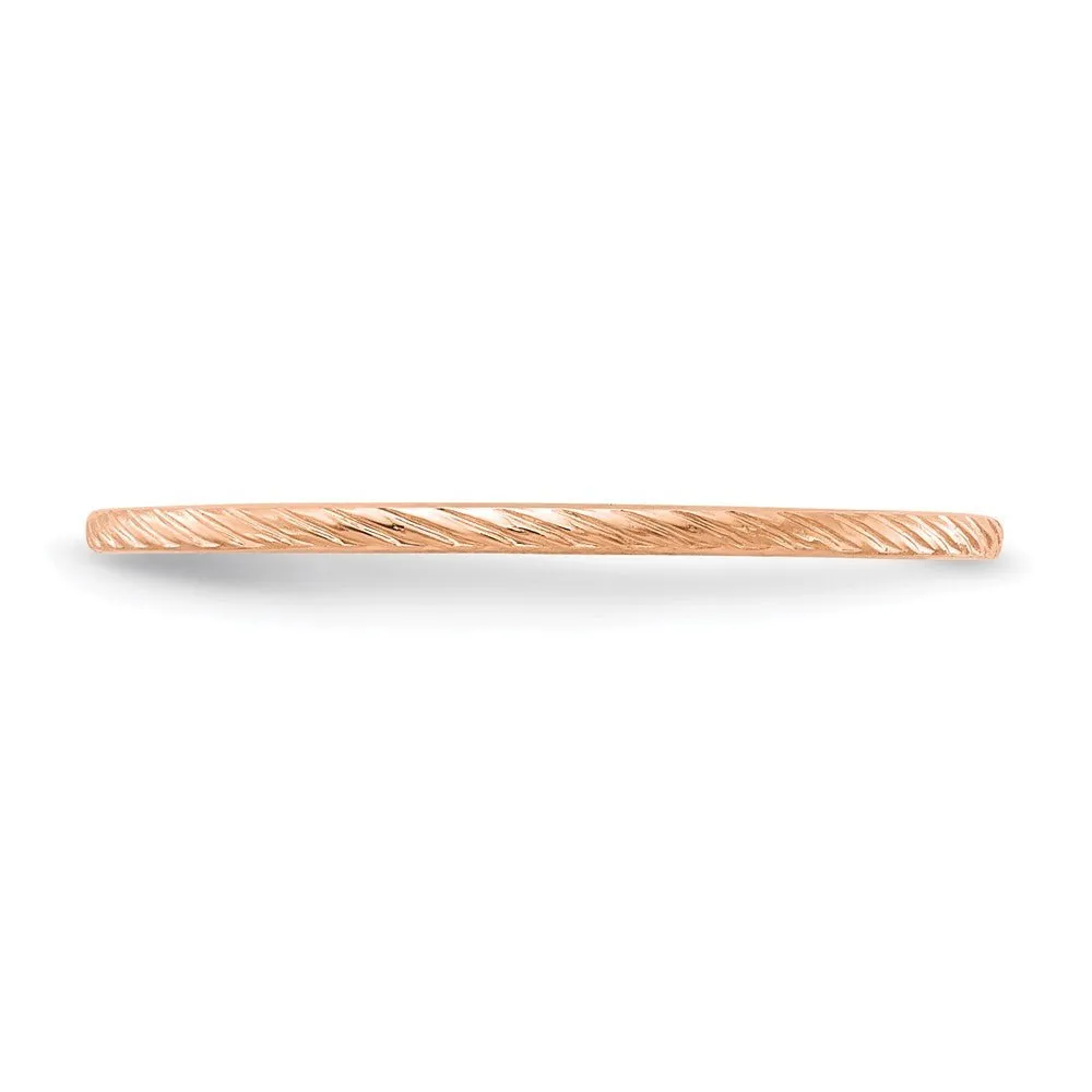 1.2mm 14k Rose Gold Twisted Pattern Stackable Band