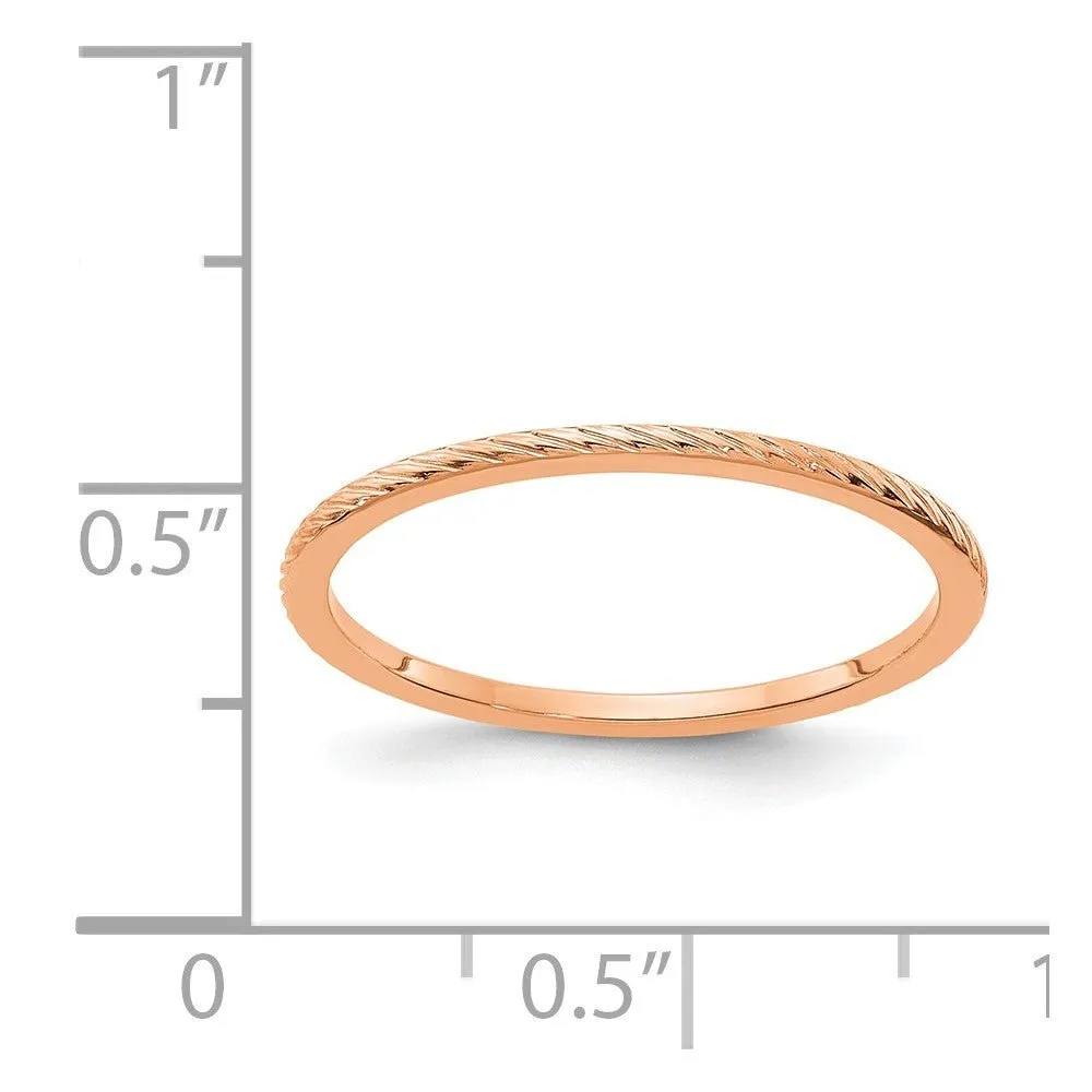 1.2mm 14k Rose Gold Twisted Pattern Stackable Band