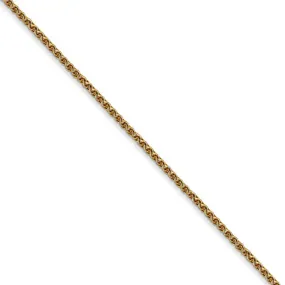 1.2mm 14k Yellow Gold Solid Diamond Cut Spiga Chain Necklace