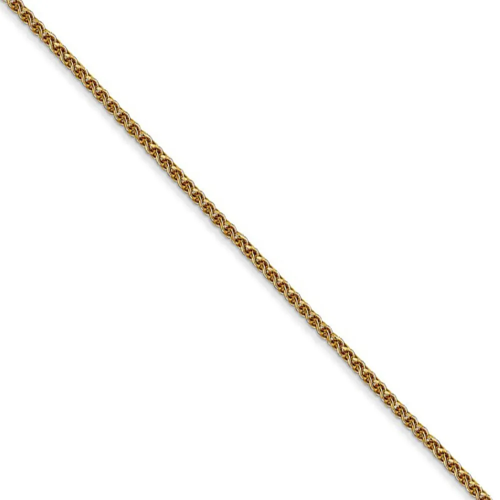 1.2mm 14k Yellow Gold Solid Diamond Cut Spiga Chain Necklace