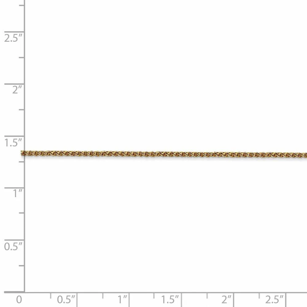 1.2mm 14k Yellow Gold Solid Diamond Cut Spiga Chain Necklace