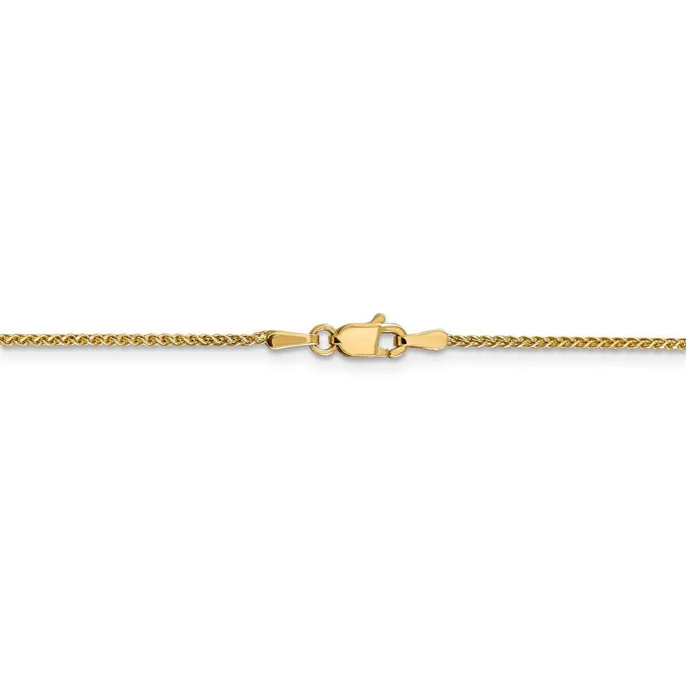 1.2mm 14k Yellow Gold Solid Diamond Cut Spiga Chain Necklace