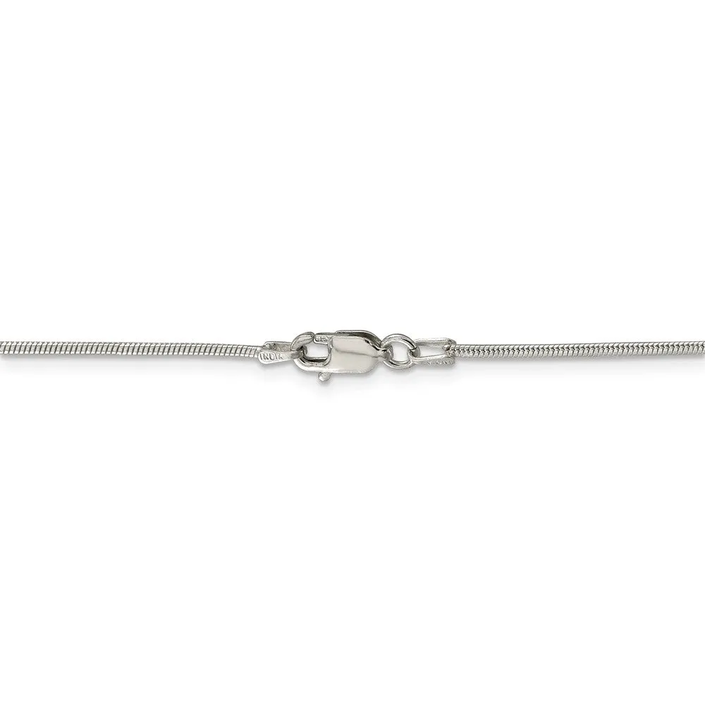 1.2mm Sterling Silver, Round Solid Snake Chain Necklace