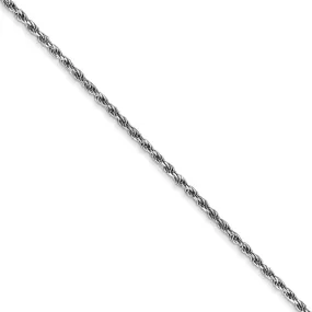 1.3mm, 10k White Gold Diamond Cut Solid Rope Chain Necklace