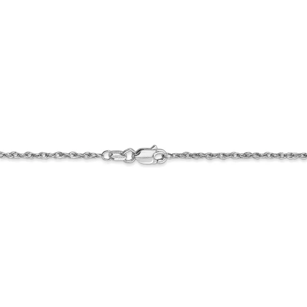 1.3mm 10k White Gold Solid Baby Rope Chain Necklace