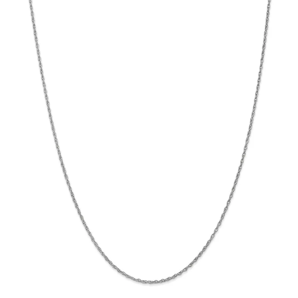 1.3mm 10k White Gold Solid Baby Rope Chain Necklace