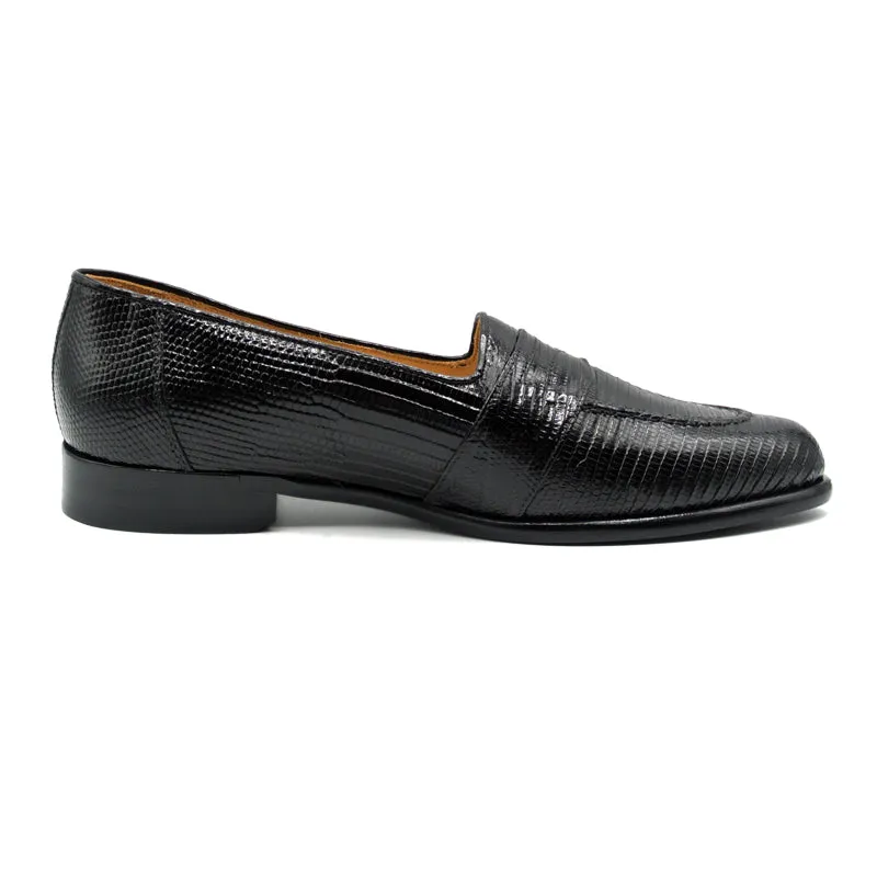 14-202-BLK ROSSI Teju Lizard Penny Loafer, Black