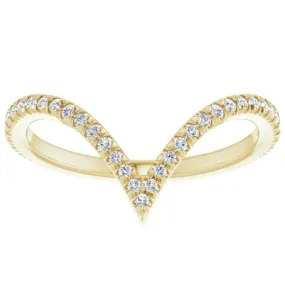 1/4Ct Diamond V Shape Ring Contour Stackable Band in White, Yellow, or Rose Gold