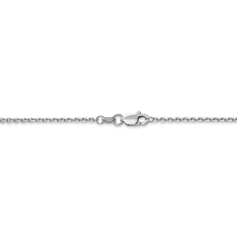 1.4mm, 14k White Gold, Diamond Cut Cable Chain Anklet