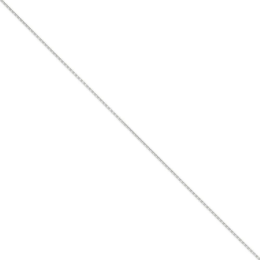 1.4mm, 14k White Gold, Diamond Cut Cable Chain Anklet