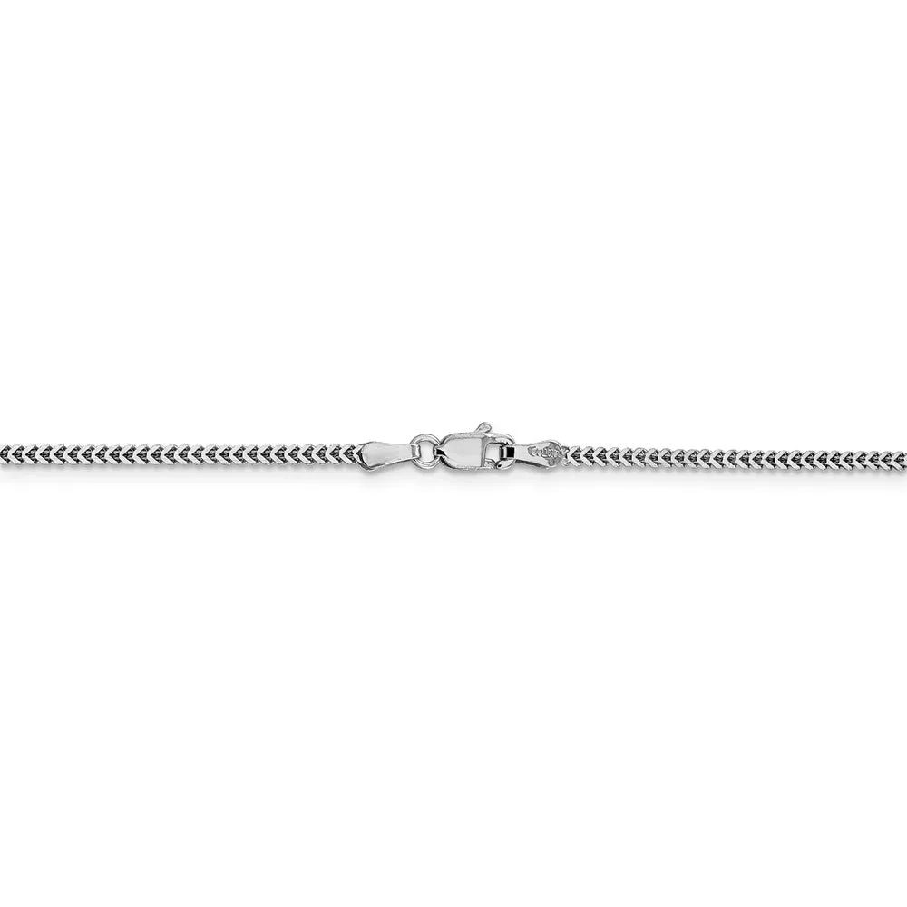 1.4mm 14k White Gold Solid Franco Chain Bracelet