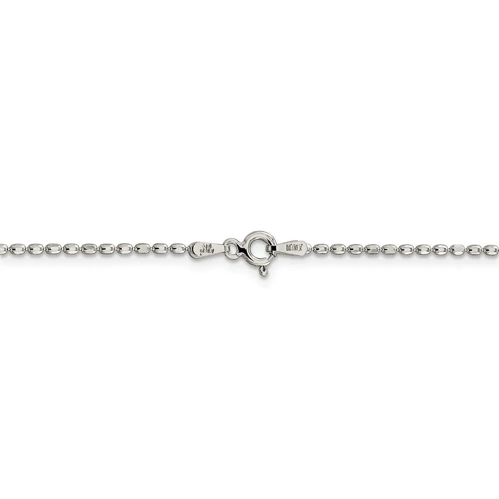 1.5mm Sterling Silver, Hollow Beaded Chain Necklace