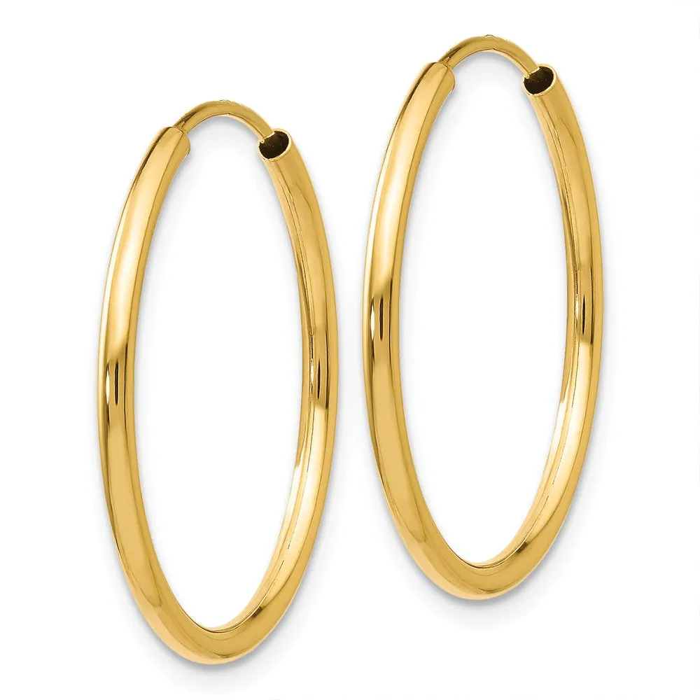 1.5mm x 23mm 14k Yellow Gold Polished Round Endless Hoop Earrings