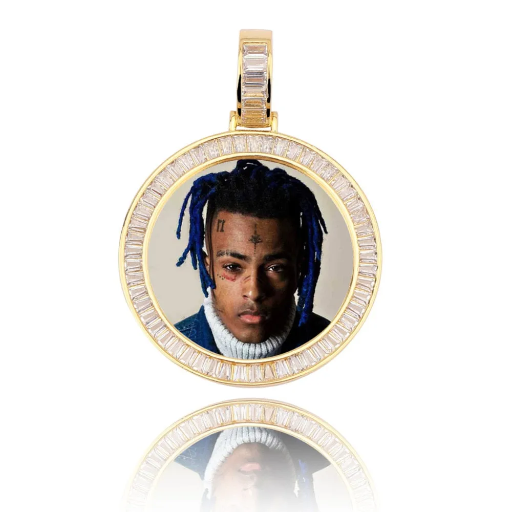 18K Gold Plated Photo Necklace- Hip-Hop Gifts For Men- Memory Medallion Necklace