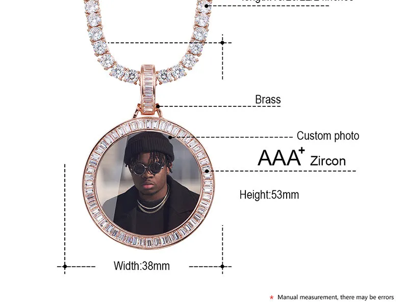 18K Gold Plated Photo Necklace- Hip-Hop Gifts For Men- Memory Medallion Necklace