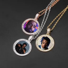 18K Gold Plated Photo Necklace- Hip-Hop Gifts For Men- Memory Medallion Necklace