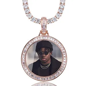 18K Gold Plated Photo Necklace- Hip-Hop Gifts For Men- Memory Medallion Necklace