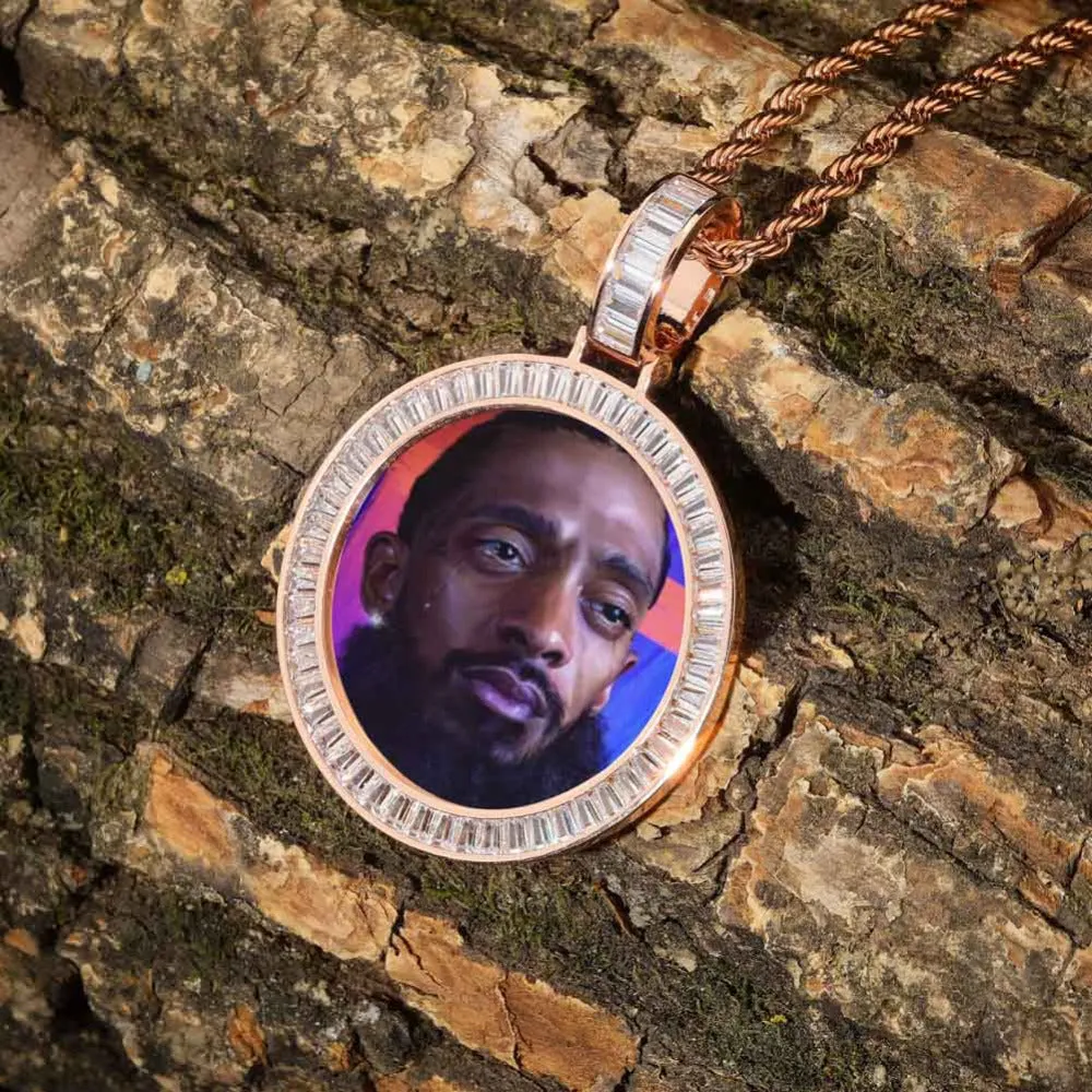 18K Gold Plated Photo Necklace- Hip-Hop Gifts For Men- Memory Medallion Necklace