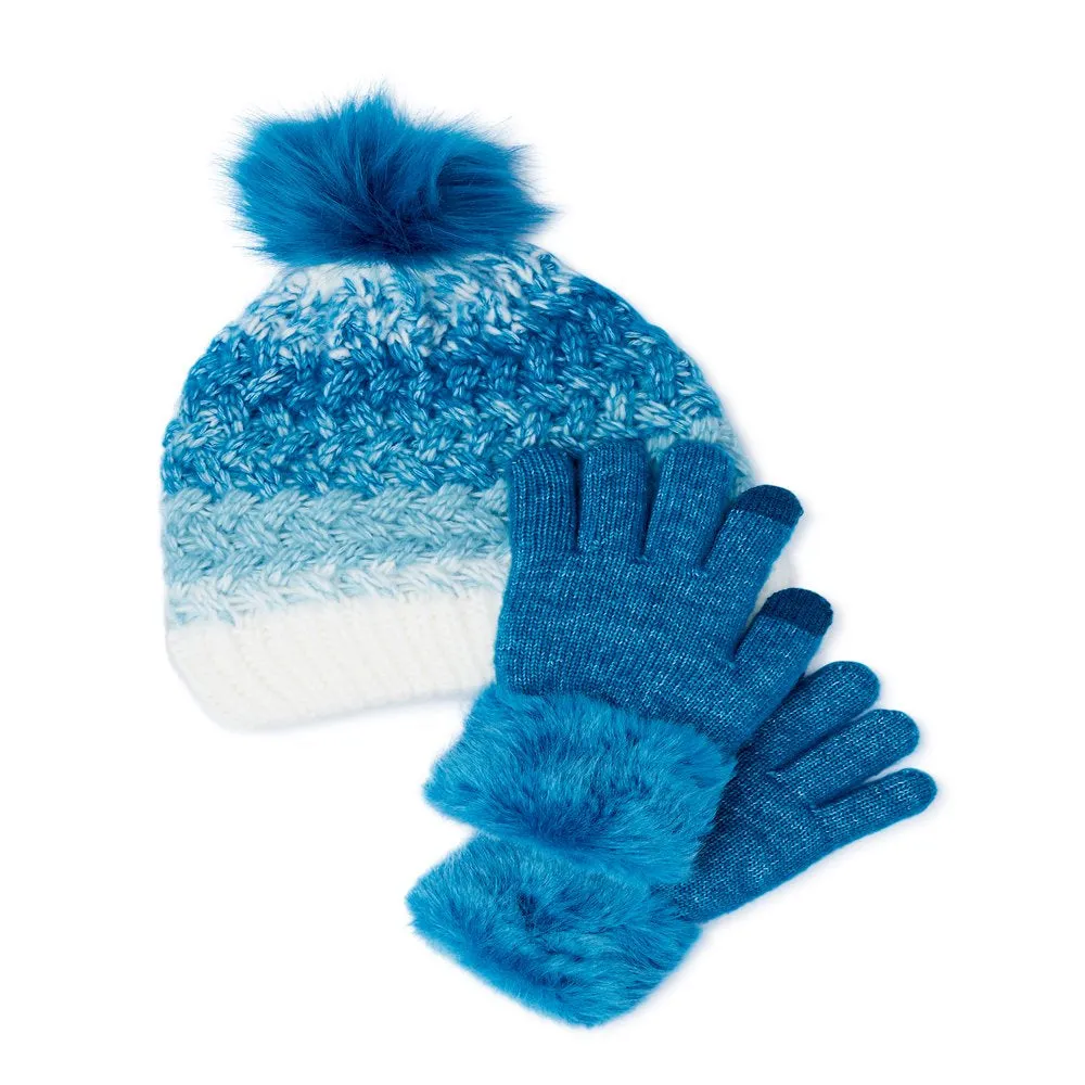 2-Piece Wonder Nation Girls Fashion Hat and Gloves Set