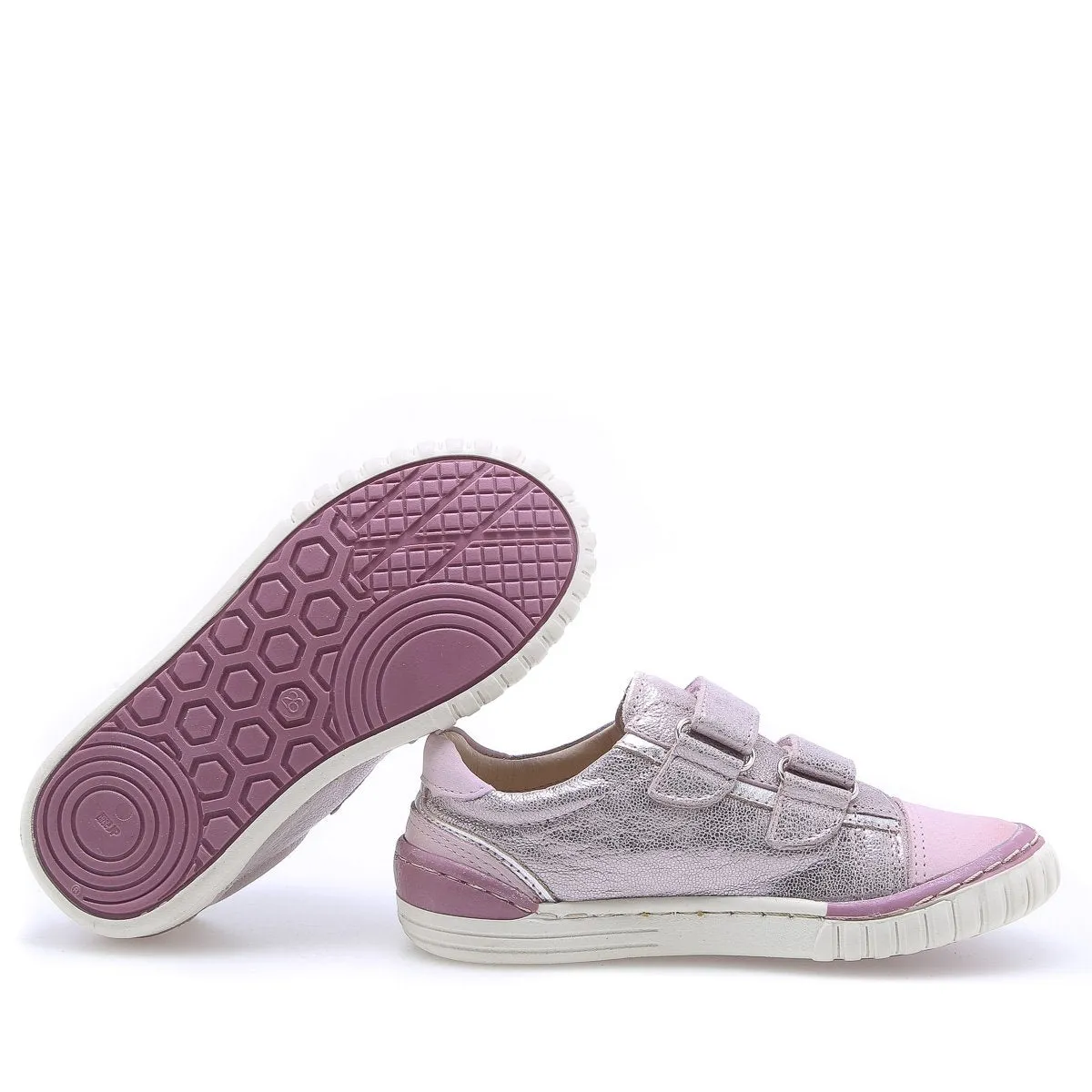 (2066-26/2071-26) Pink shiny low Velcro Trainers