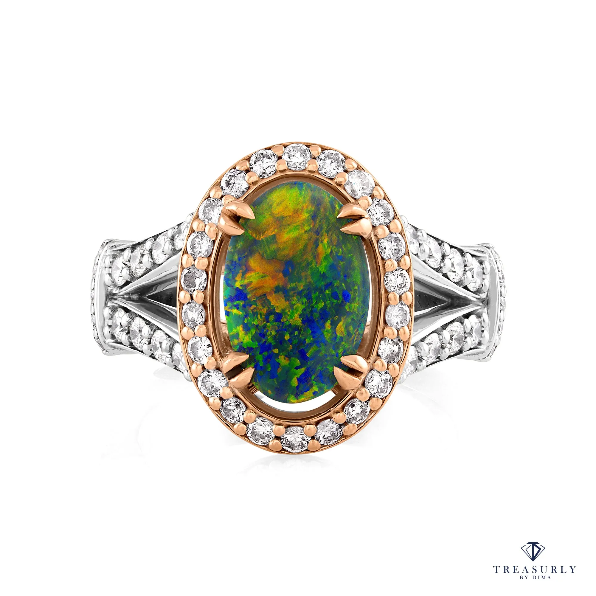 2.53ctw Australian Lighting Ridge Black Opal Pink White Diamonds Ruby 14k Gold Ring