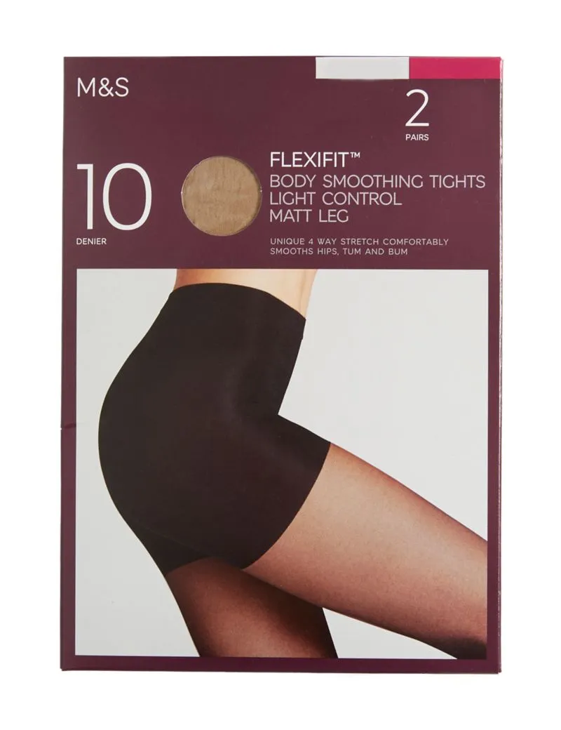 2pk Flexifit™ 10 Denier Light Control Sheer Tights