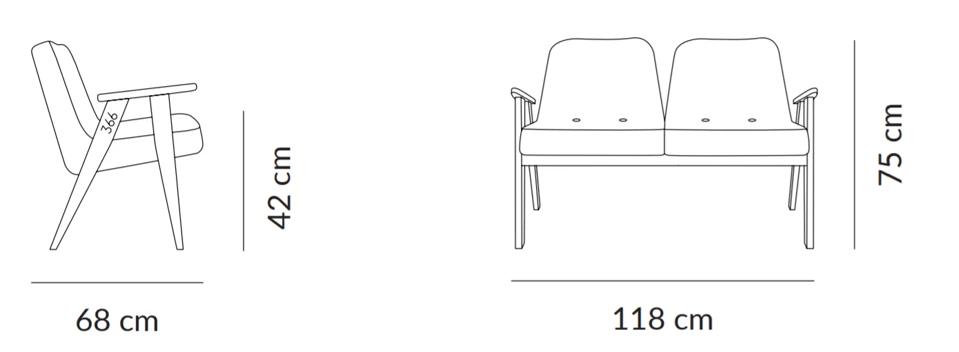 366 Series 2 Seater - Mid Century Design