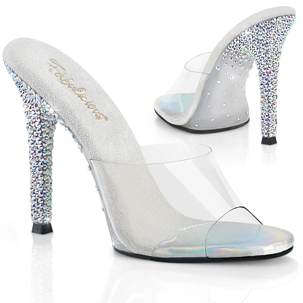 4 Inch Heel GALA-01DSP Clear Silver Rhinestone