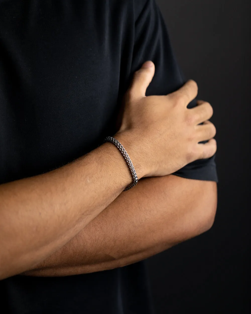 5mm foxtail bracelet in stainless steel with silver finish