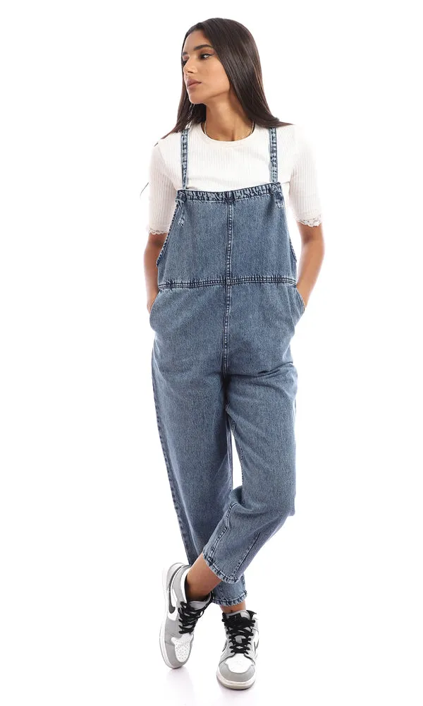 94799 Casual Denim Cotton Jumpsuit - Standard Blue