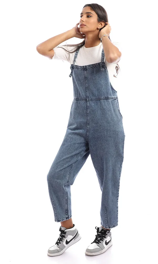 94799 Casual Denim Cotton Jumpsuit - Standard Blue