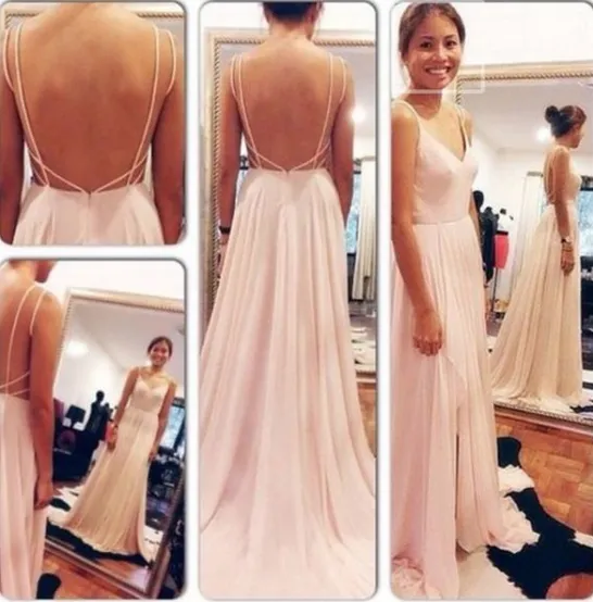 A Line Sweetheart Neck Pink Backless Prom Dress, Pink Backless Formal Dress, Bridesmaid Dress