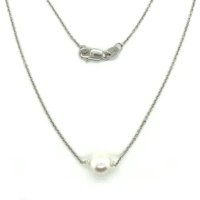 Add-a-Pearl Necklace with One 6.5mm White Pearl in 14K White Gold