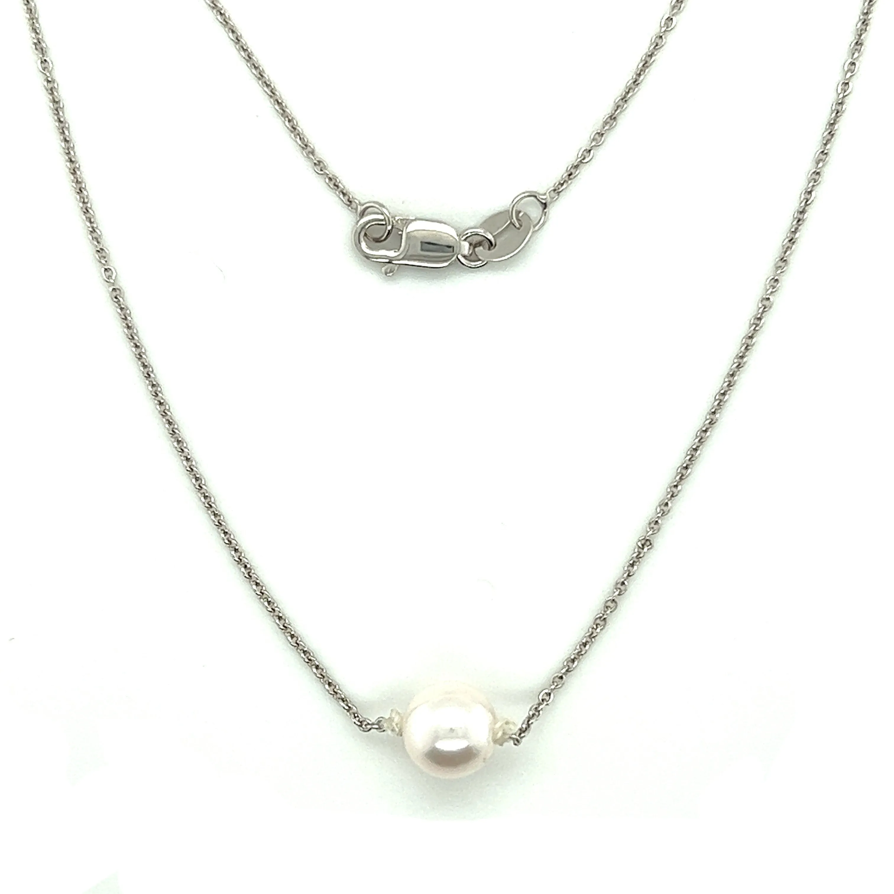 Add-a-Pearl Necklace with One 6.5mm White Pearl in 14K White Gold