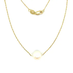 Add-a-Pearl Necklace with One 8mm White Pearl in 14K Yellow Gold