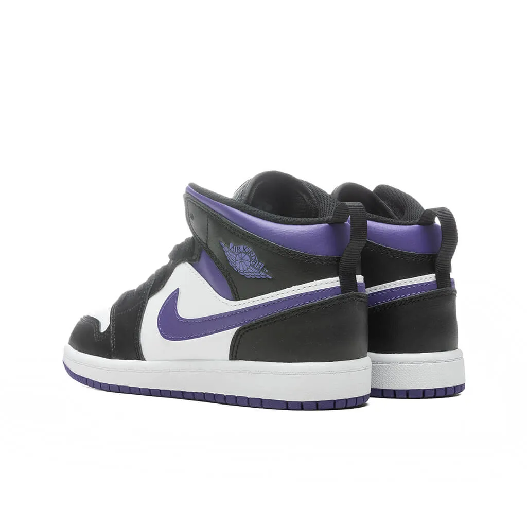 Air Jordan 1 Mid (PS) - Black/Dark Iris/White