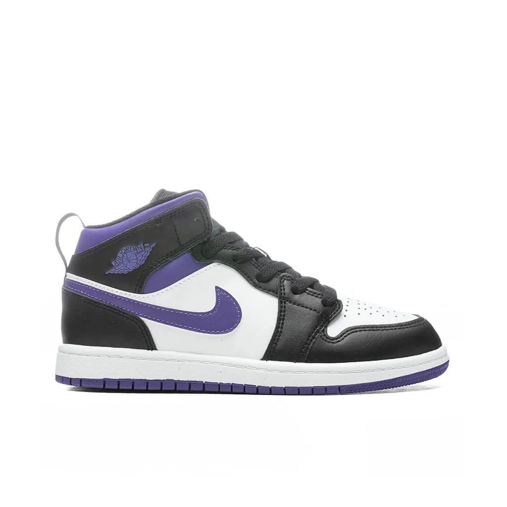 Air Jordan 1 Mid (PS) - Black/Dark Iris/White