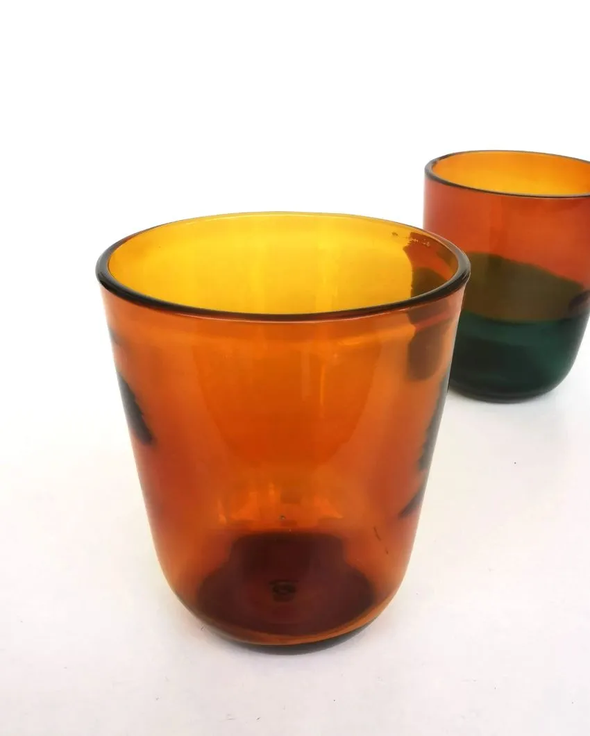 Alchemy Single Glass Handmade Tumbler Whiskey Glass  | Multiple Colors | 3 x 4 inches