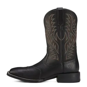 'Ariat' Men's 11" Sport Western Square Toe - Black Deertan