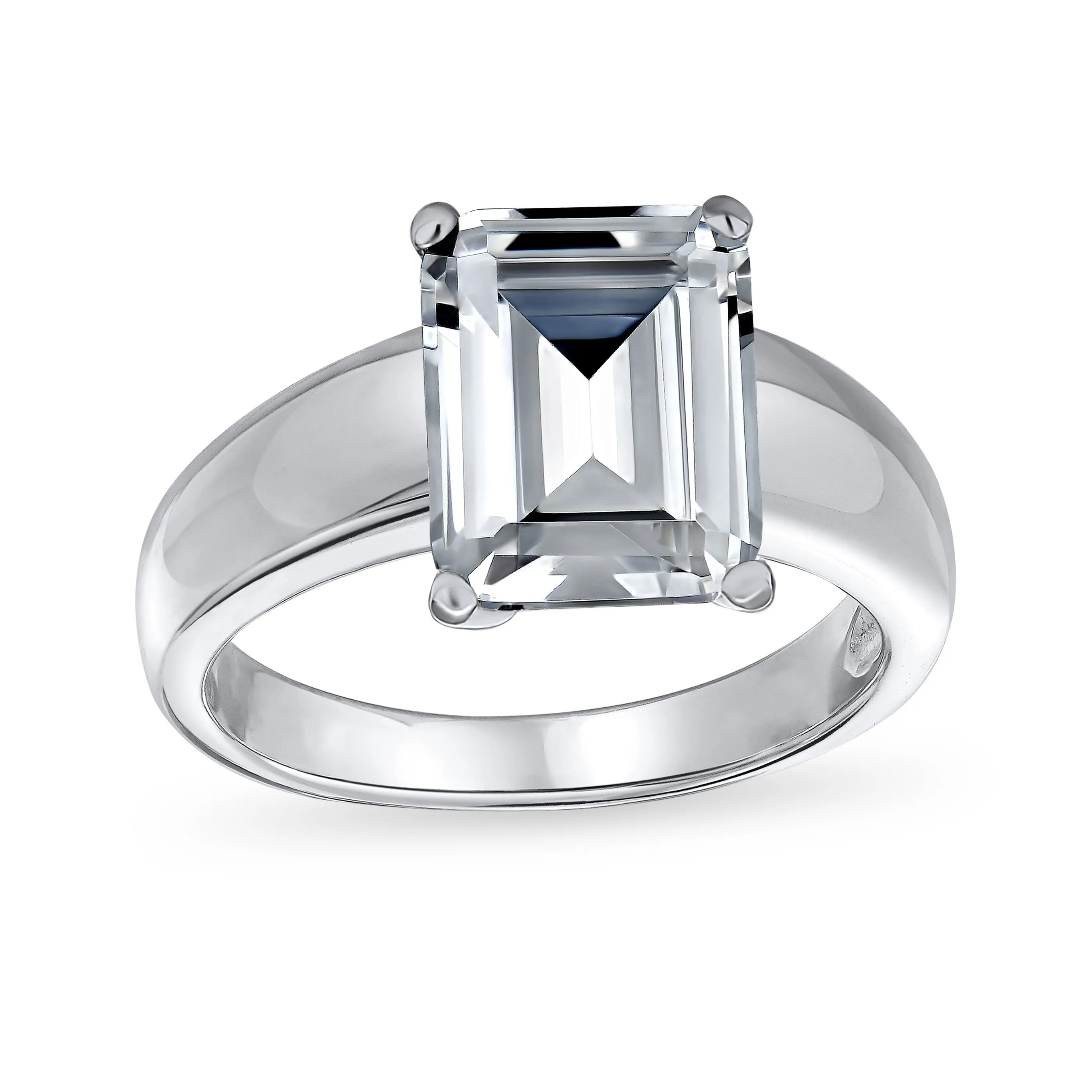 Art Deco 2-3CT Emerald Cut Baguette Band AAA CZ Engagement Ring Set