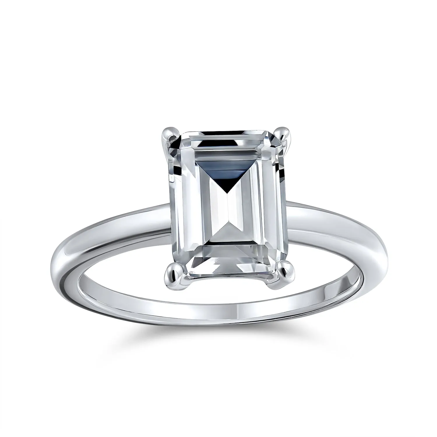 Art Deco 2-3CT Emerald Cut Baguette Band AAA CZ Engagement Ring Set