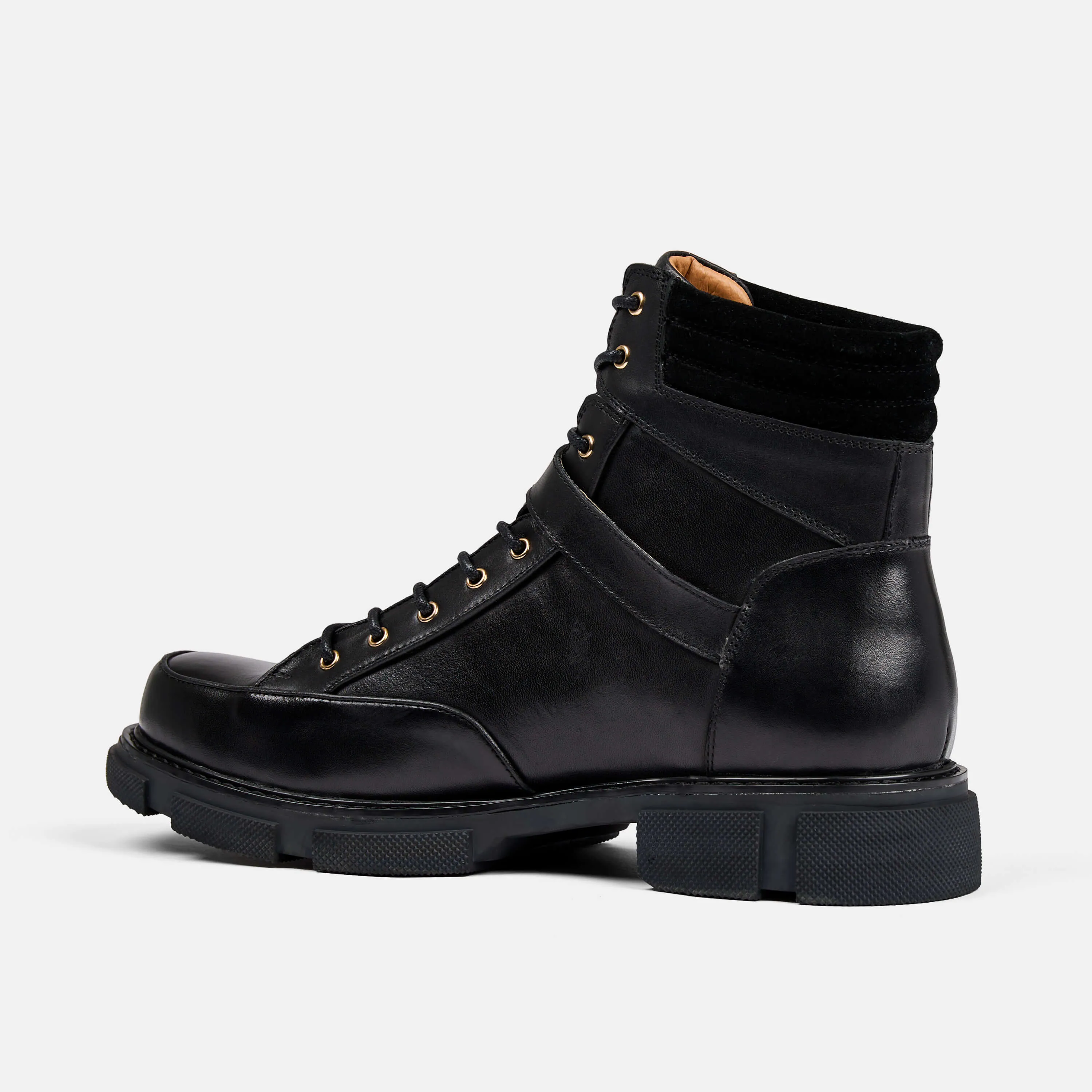 Atlas Black Leather Strap Boots